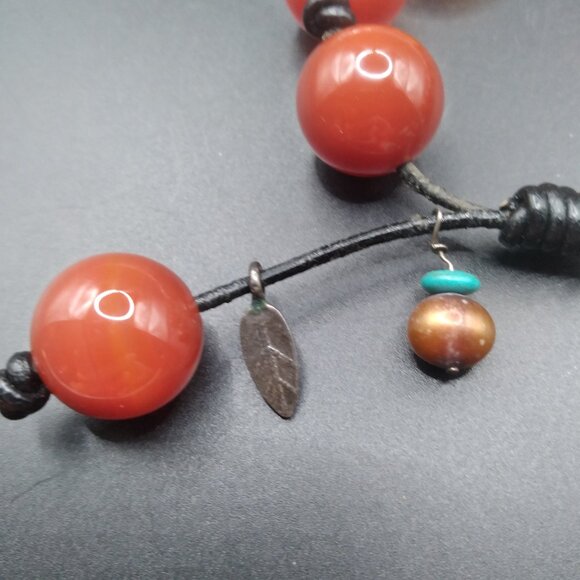 ''Sundance Catalog Peyote Bird'' Bracelet Sterling Silver Carnelian Turquoise - Picture 4 of 6